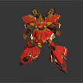 Red Mechanical Robot Mecha Figure With Detailed Armor And Standing Pose