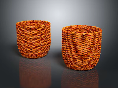 Orange Woven Baskets Ideal For Small Animals Such As Kittens Or Puppies 3d model