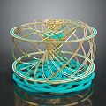 Modern Artistic Decorative Furniture With Gold Turquoise Spiral Wireframe Structure Design