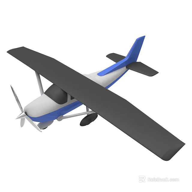 Small Aircraft Model Equipment Featuring Blue And White Color With Propeller Wings And Tail 3d model 