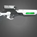 Advanced Futuristic Rifle With Sleek Silver Black Design And Green Illuminated Panel