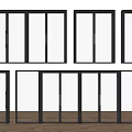 Various Black Frame Glass Doors With Different Panel Designs For Interior Use 3d model