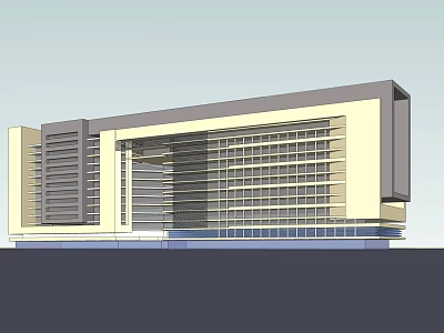 Modern Office Building With Glass Curtain Wall And Sleek Multi Story Design 3d model