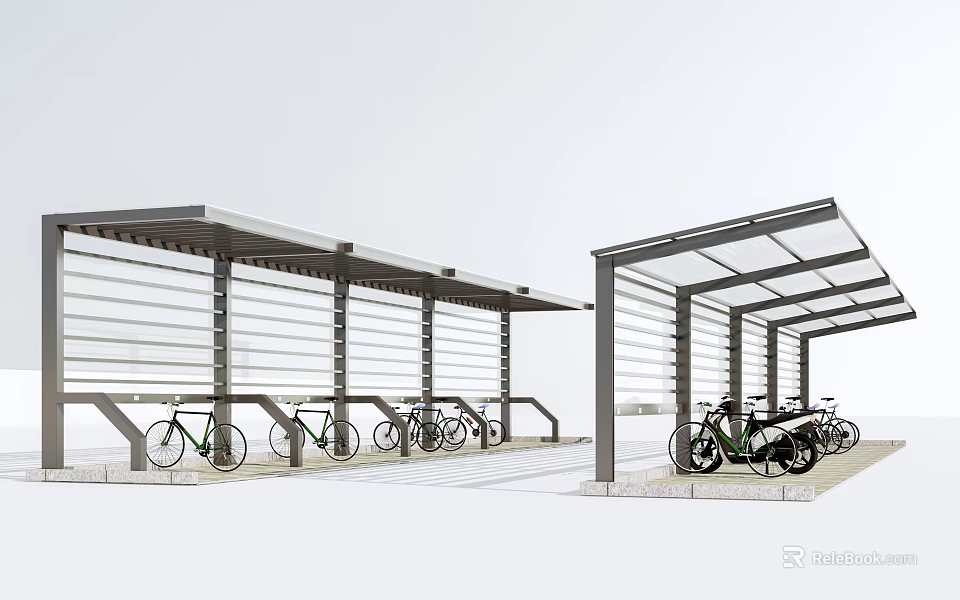 Outdoor Bike Shelter Structure For Secure And Organized Bicycle Parking Area 3d model 
