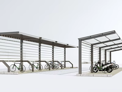 Outdoor Bike Shelter Structure For Secure And Organized Bicycle Parking Area 3d model