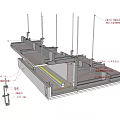 Suspended Ceiling Structure With Main Keel Crossbar And Gypsum Board Installation