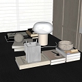 Modern Dining Table Ornaments Books Pen-holder Table Lamp Glasses 3d model