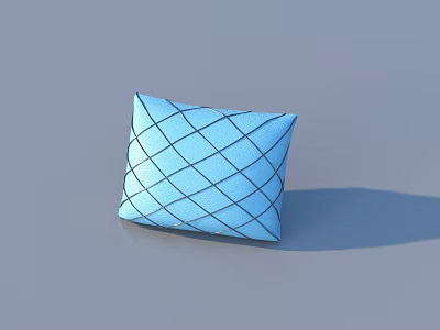 Blue Grid Pattern Decorative Pillow For Home Sofa Decoration 3d model