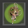 Girl In Pink Hat Orange Hair Sitting On Green Grass With Bicycle Backpack Red Notebook