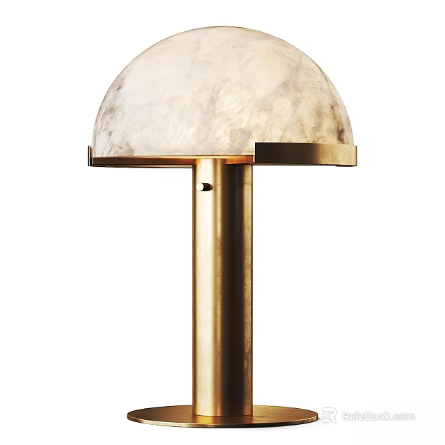 Elegant Gold Table Lamp With Translucent Marble Texture Shade And Brass Base 3d model