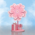 Pin-in point dp point cherry blossom punch-in photo 3d model