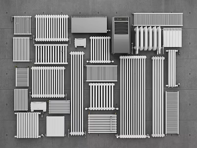 Various Radiator Styles with Classic and Modern Designs for Home Heating Systems 3d model