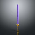 Purple Crystal Sword with Golden Hilt and Shiny Blade Fantasy Weapon Design