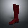 Red Knee High Fashion Boots With Stitched Detail And Brown Sole 3d model