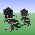 Elegant Office Chairs With Patterned Upholstery White Frame Gold Accents On Wheels
