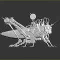 Smart Machine Locust Shaped Metallic Mechanical Design With Antenna And Sensors 3d model