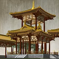 Tang-style double-decker pavilion 3d model