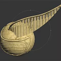 Harry Potter Golden Snitch with Shiny Gold Wings and Intricate Reflective Surface Design