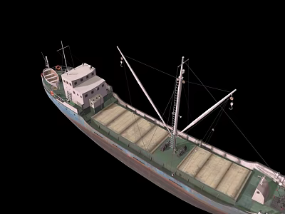 3D Rendering Of A Cargo Ship With Decks And Masts 3d model
