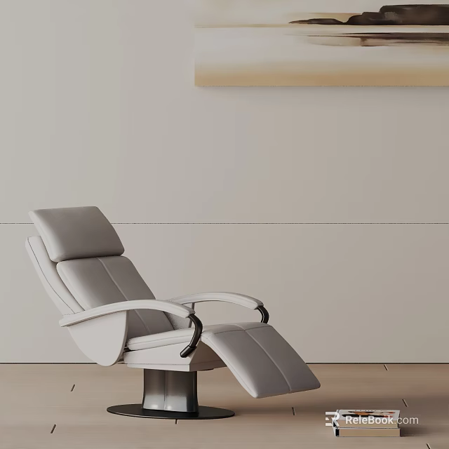 Modern Light Gray Leather Massage Chair With Reclining Footrest And Ergonomic Armrest Design 3d model 