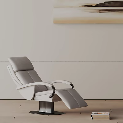 Modern Light Gray Leather Massage Chair With Reclining Footrest And Ergonomic Armrest Design 3d model