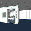 Medical Isolation Cabin Interior Setup With Bed Medical Equipment And Cart