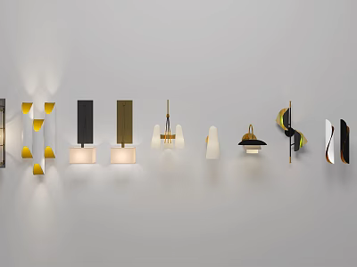 Modern Wall Lamps With Various Styles Gold Black White And Sleek Design 3d model