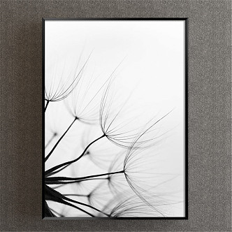 Modern plant painting gray study abstract decorative painting 3d model