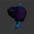 3D Rendered Fantasy Creature With Vibrant Purple Blue Pink Colors Tentacles And Intricate Texture