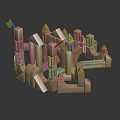 Modern Building Blocks Wood Castle Building Blocks Castle Building Blocks Toys 3d model