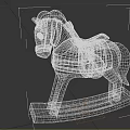 Vintage Wooden Rocking Horse With Gray White Body Red Base And Decorative Saddle Details