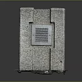 Gray Concrete Industrial Structure With Metal Vent And Rectangular Design Elements