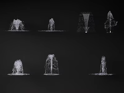 Various Water Fountain Designs With Different Water Flow Patterns For Landscape Decoration 3d model