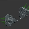 Futuristic Silver Spacecraft With Symmetric Design And Green Accents For Cosmic Exploration