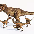 Reptile Dinosaurs Group With Adult T Rex And Baby Dinosaurs Standing Together