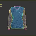 Stylish Blue Long Sleeve Sweater Featuring Round Neck And Ribbed Texture 3d model
