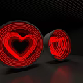 Circular Decorative Ornament Set With Red Spiral Heart Design For Home Decor