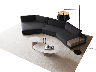 Modern Sofa Coffee Table Combination Floor Lamp Curved Sofa 3d model