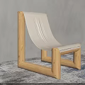 Minimalist Accent Chair With Wooden Frame And Light Fabric Seat In Indoor Setting