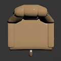 Beige Leather Office Chair With High Back Design And Armrests On Wheeled Base