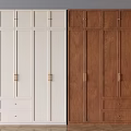 Modern White and Brown Wardrobe with Cabinet Doors Drawers and Golden Handles