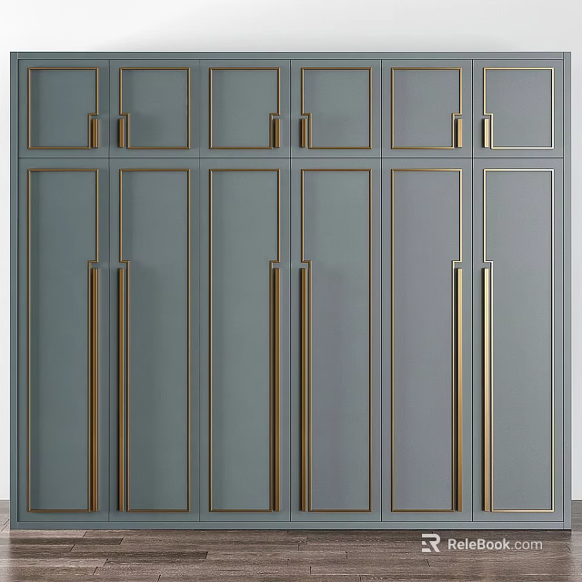 Modern Light Gray Chest of Drawers With Sleek Design And Golden Handles 3d model 