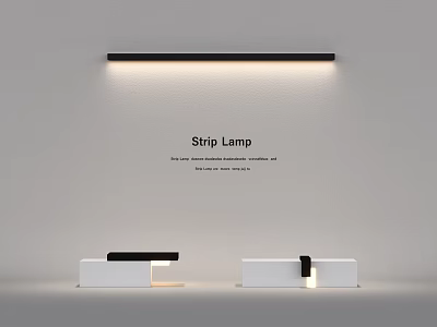 Modern White Reception Desks With Black Accents And Strip Lamp Above 3d model
