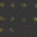 Autumn Landscape With Scattered Yellow Leaves On Gray Stone Tiles