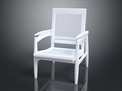 Stylish Modern White Chair With Perforated Backrest And Armrests Home Furniture 3d model