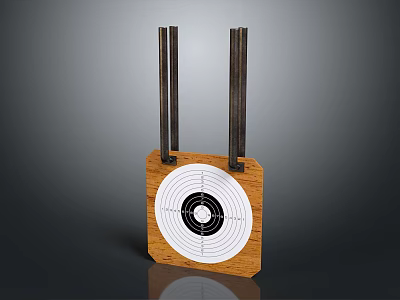 Garden Ornament With Wooden Base Metal Rods And White Target Design 3d model