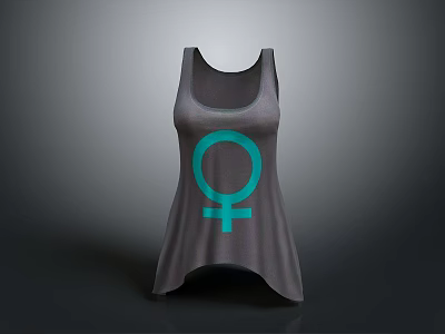 Gray Casual Tank Top With Teal Female Symbol For Everyday Wear 3d model