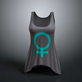 Gray Casual Tank Top With Teal Female Symbol For Everyday Wear