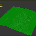Snowy Mountain Landscape Model on White Square Surface with Peaks and Rock Textures
