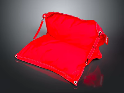 Red Durable Foldable Fabric Mat Featuring Straps And Metal Buckles 3d model